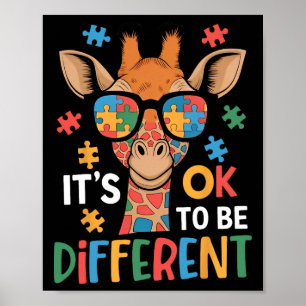 Affiche C'est Ok Pour Être Différent Girafe Sensibilisatio
