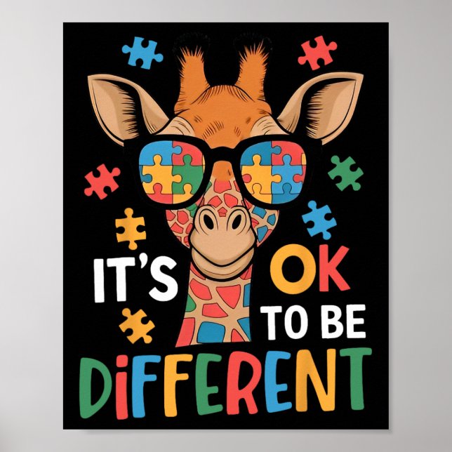Affiche C'est Ok Pour Être Différent Girafe Sensibilisatio (Devant)