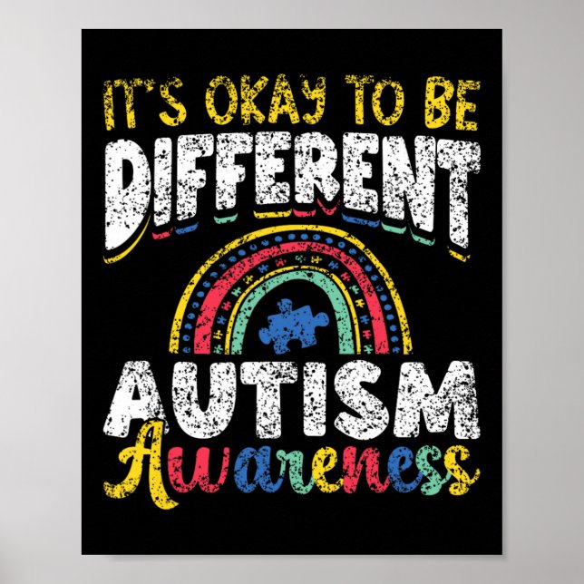 Affiche C'est Okay d'être différent Autism Awareness Autis (Devant)