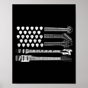 Affiche C'est parti pour le Rock N Roll Guitare Rétro Drap