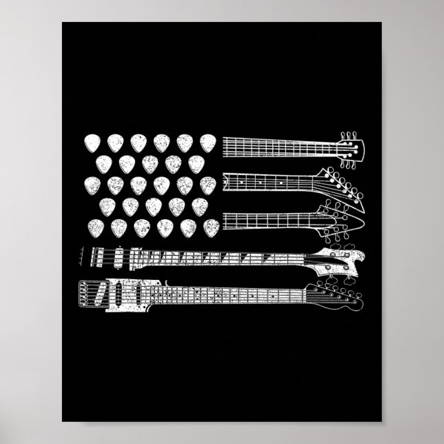 Affiche C'est parti pour le Rock N Roll Guitare Rétro Drap (Devant)