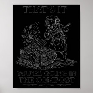 Affiche C'est pour le compost drôle golden retriever