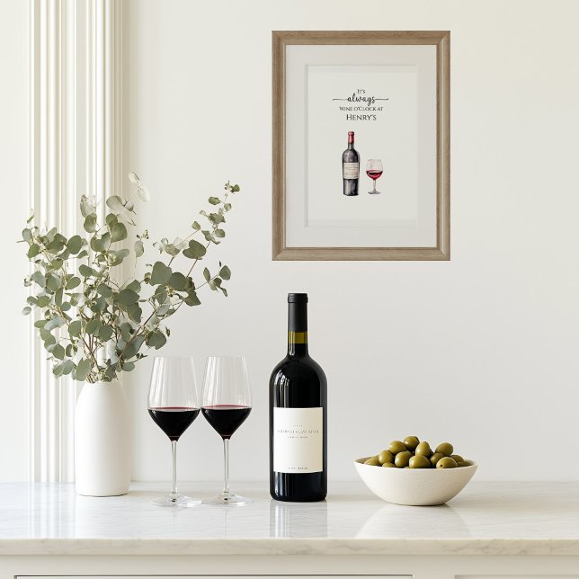 Affiche C'est toujours l'heure du vin rouge Art (Red Wine o'clock art poster)