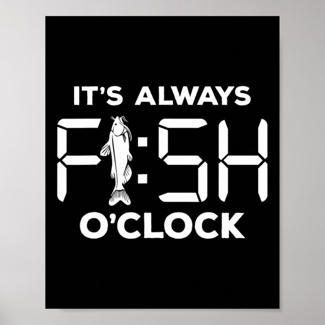 Affiche C'est Toujours Poisson à l'Horloge Drôle Pêche  (Devant)