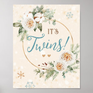 Affiche C'est Twins Baby shower d'hiver Sprinkle Snowflake