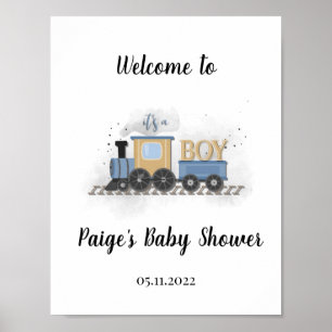 Affiche C'est un garçon   Accueil du Baby shower ferroviai