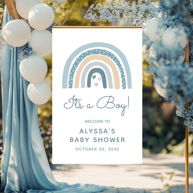 Affiche C'est un garçon Baby Shower Boho Arc-en-ciel de bi (Créateur téléchargé)