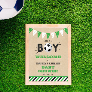 Affiche C'est un garçon ! Baby shower Thématique Football 