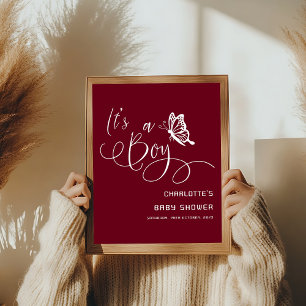 Affiche C'est un garçon Bienvenue à une Baby Shower Papill
