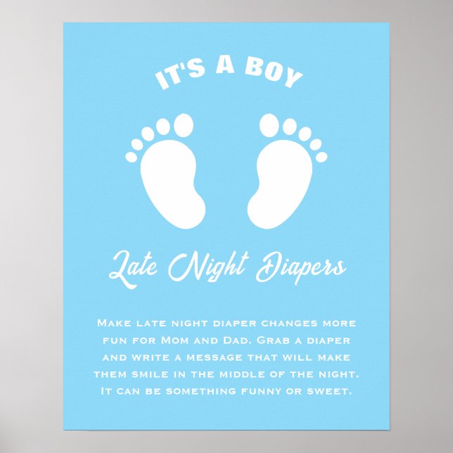 Affiche C'Est Un Garçon Cool Fun Baby shower Diapeurs De N (Devant)