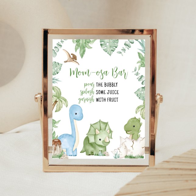 Affiche C'est un garçon Dinosaur Baby shower Maman Osa Bar (Greenery Boy Dinosaur Baby Shower Mom Osa Bar Sign)