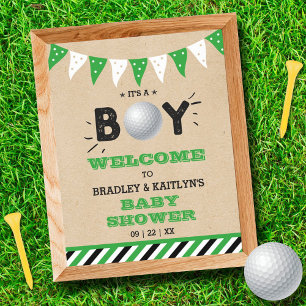 Affiche C'est un garçon ! Golf Accueil Baby shower à thème