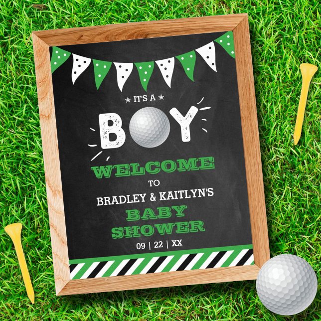 Affiche C'est un garçon ! Golf Accueil Baby shower à thème (Créateur téléchargé)