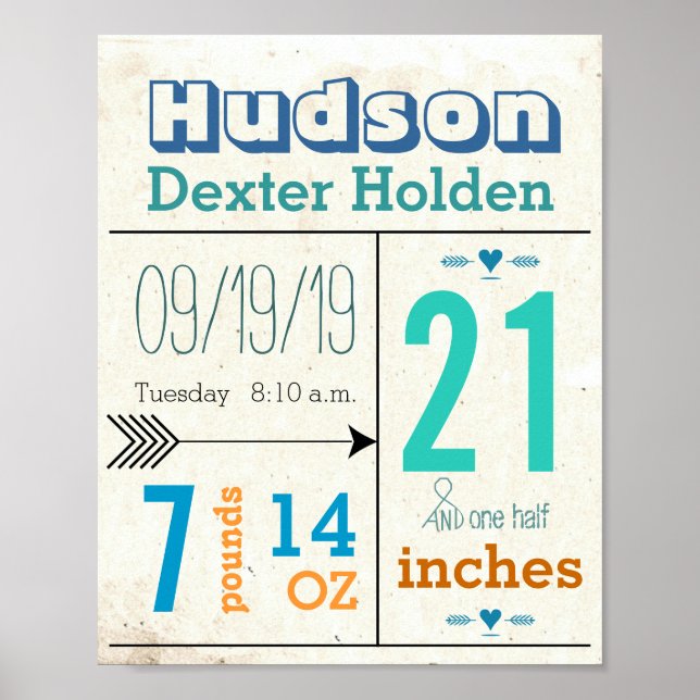 Affiche C'est un garçon ! Nouvelles statistiques de bébé m (Devant)