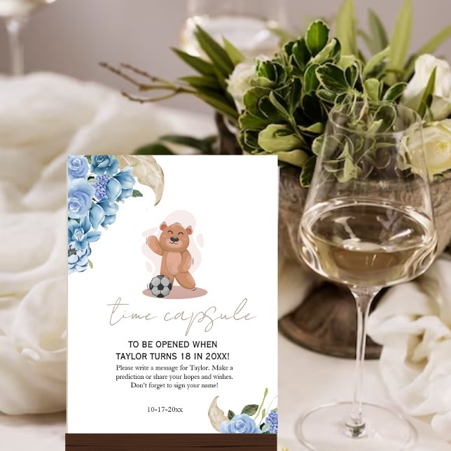 Affiche C'est un garçon ours mignon bleu baby shower temps (Créateur téléchargé)