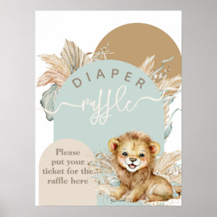 Affiche C'est un garçon Safari Thème Lion Baby shower
