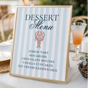 Affiche C'est un menu de dessert rayé de homard