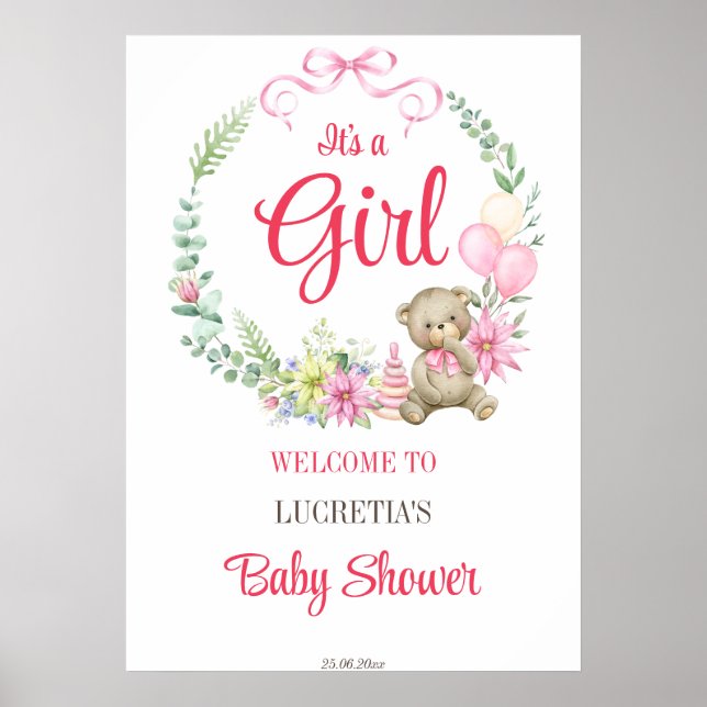 Affiche C'est un signe d'accueil de baby shower d'arc fleu (Devant)