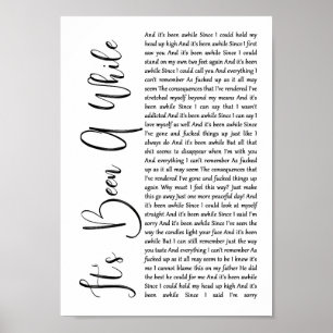 Affiche C'est un temps blanc Script Chanson Lyric Print