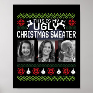 Affiche C'est un vilain pull de Noël Joe Biden Harris