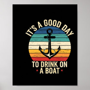 Affiche C'est une boisson sur bateau ancre nautique été