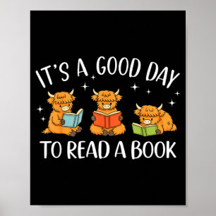Affiche C'est une bonne journée pour lire un livre vache d
