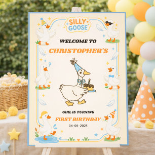 Affiche C'est UNE drôle d'oie rétro 1er anniversaire amusa