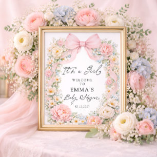 Affiche C'est une fille Arc en rose Jardin Bienvenue à la