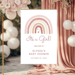 Affiche C'est une fille Boho Rainbow Baby shower Bienvenue