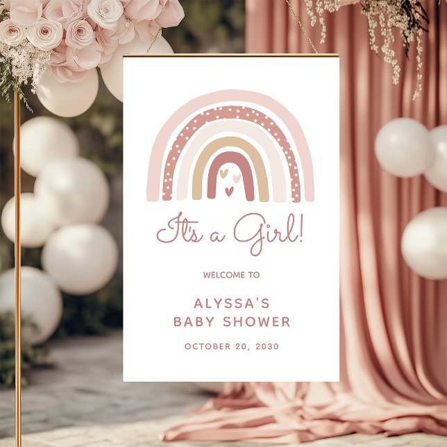Affiche C'est une fille Boho Rainbow Baby shower Bienvenue (Créateur téléchargé)