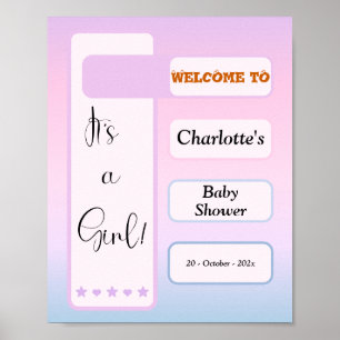 Affiche C'est une fille ! Dégradé Violet Fête de Naissance