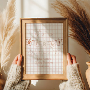 Affiche C'est une fille ! Joli Gingham Marron Notedry Bien