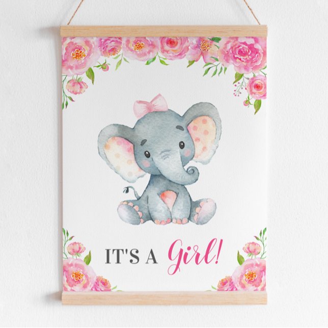 Affiche C'est une fille rose Elephant Girl Douche Sprinkle (Créateur téléchargé)