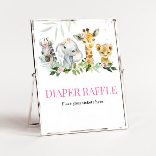 Affiche C'est une fille Safari Animaux Déchets Raffle