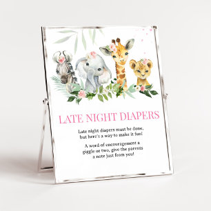 Affiche C'est une fille Safari Animaux Late Night Diapers