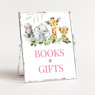 Affiche C'est une fille Safari Animaux Livres et Cadeaux