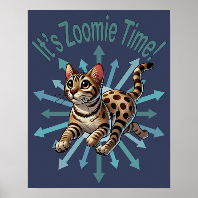 Affiche C'est Zoomie Time Bengale Chat (Devant)