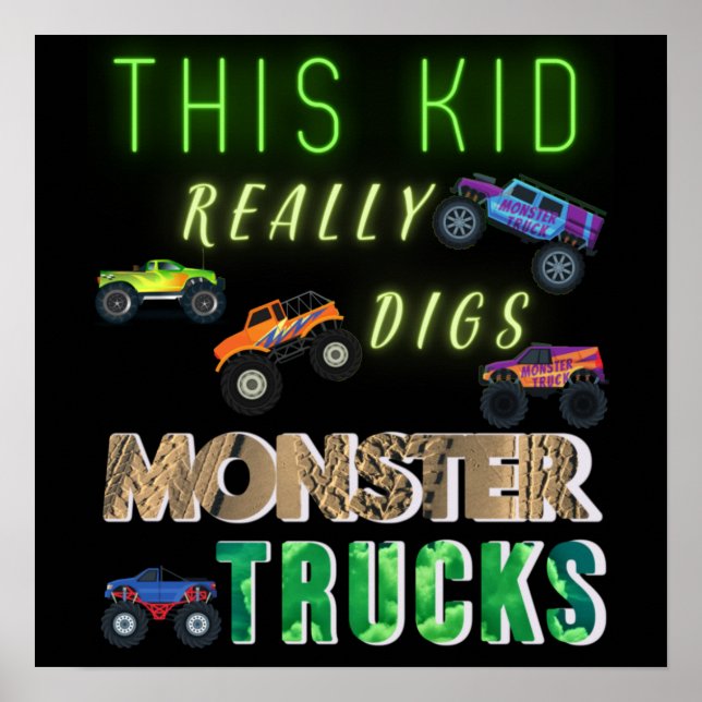 Affiche Cet Enfant A Vraiment Digéré Des Camions Monster (Devant)
