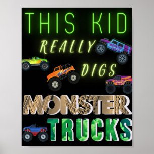 Affiche Cet Enfant A Vraiment Digéré Des Camions Monster