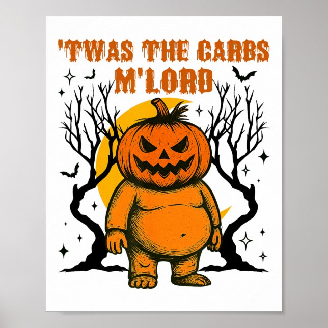 Affiche C'Était Carbs M'lord Fat Citrouille Retro Éffrayan (Devant)