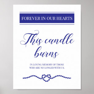 Affiche Cette bougie brûle bleu Mémorial de mariage nautiq