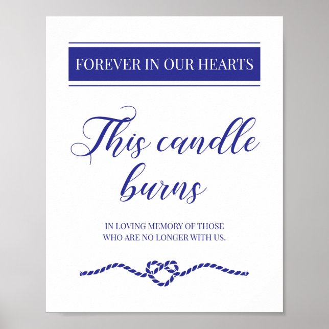 Affiche Cette bougie brûle bleu Mémorial de mariage nautiq (Devant)