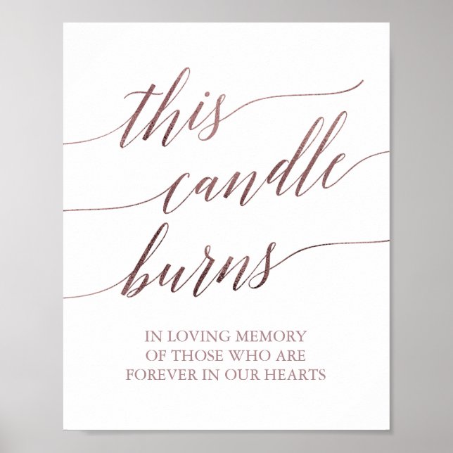 Affiche Cette bougie brûle Calligraphie Rose Gold Élégante (Devant)