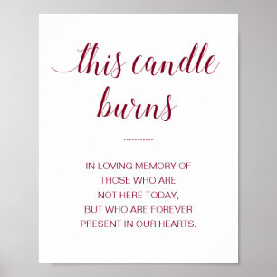 Affiche Cette bougie brûle en souvenir affectueux mariage