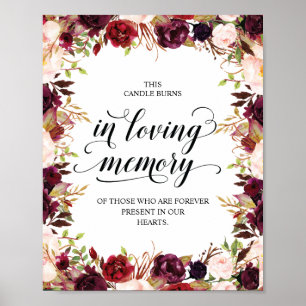 Affiche Cette bougie brûle en souvenir affectueux Panneau 