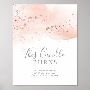 Affiche Cette bougie brûle enseigne Aquarelle Or Rose