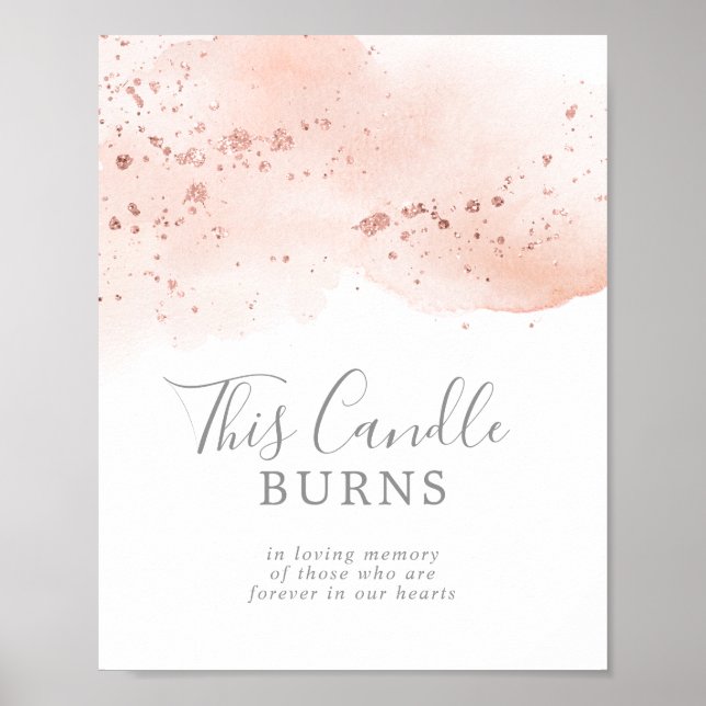Affiche Cette bougie brûle enseigne Aquarelle Or Rose (Devant)