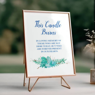 Affiche Cette bougie brûle la verdure bleue mariage mémori
