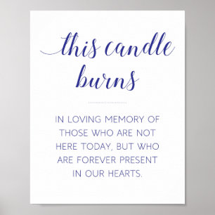 Affiche Cette bougie brûle Mémorial Mariage Bleu Marine