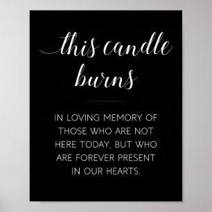 Affiche Cette bougie brûle Mémorial Mariage Panneau Noir
